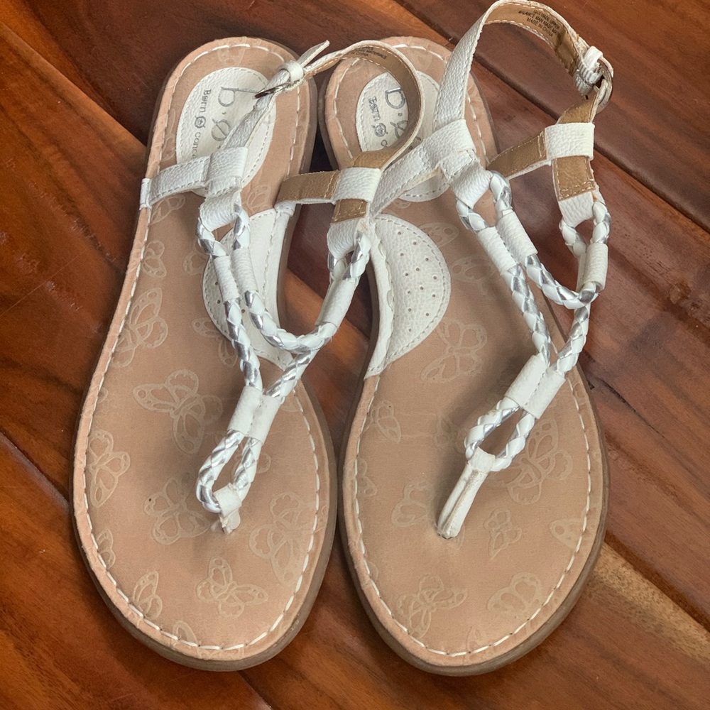 B.O.C white and silver leather sandals